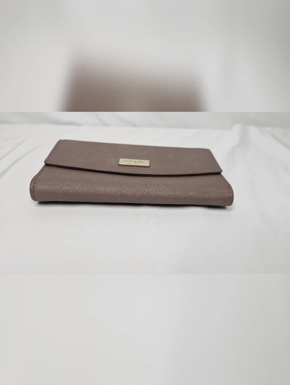 Kate Spade New York Saffiano Leather Trifold Wallet Mauve Taupe NO STRAP